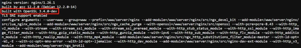 Nginx 1.26.1 使用 OpenSSL 3.4 编译成功